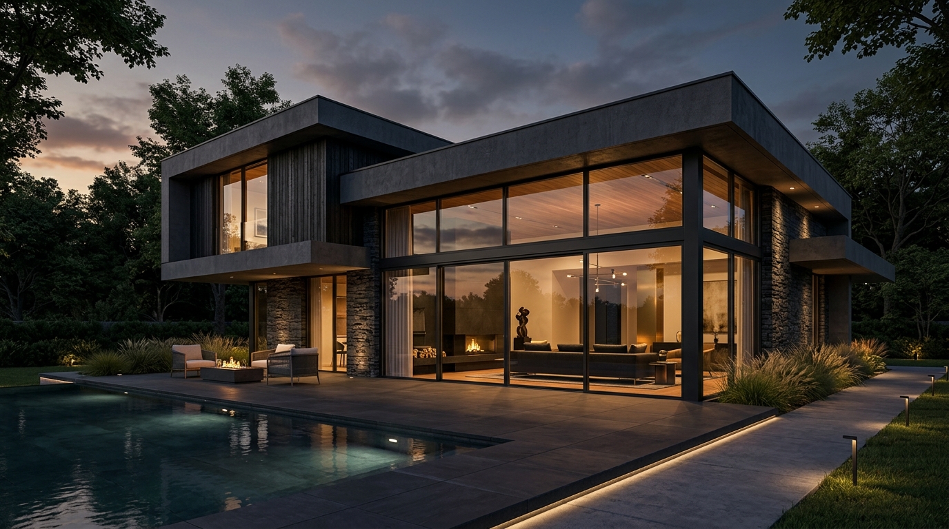 Casa moderna con ventanas y puertas de aluminio y vidrio templado Fabri Ventanas